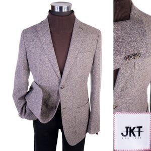 JKT New York Blazer Sport Coat 38R Herringbone Light Brown Two Button Jacket